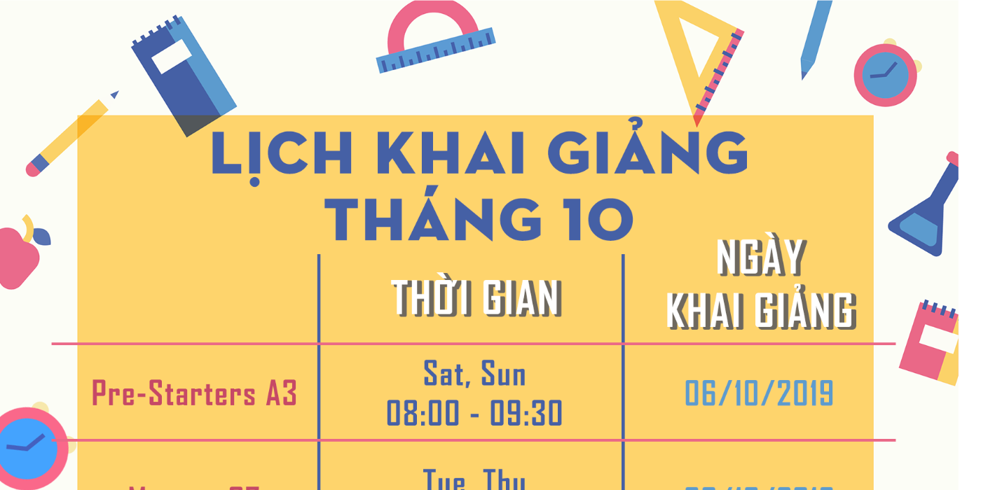 KHAI GIẢNG KHOÁ HỌC TIẾNG ANH THÁNG 10/2019