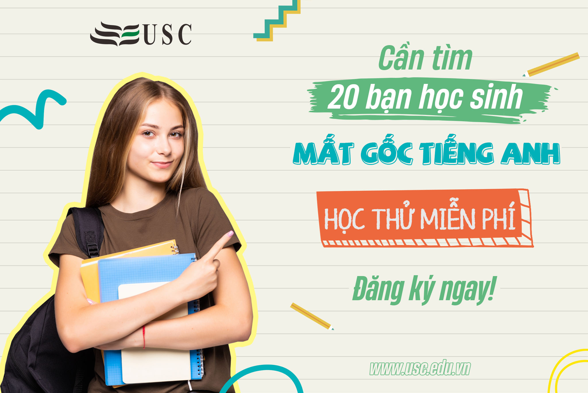 USC TÌM 20 BẠN MẤT GỐC TIẾNG ANH - HỌC THỬ MIỄN PHÍ