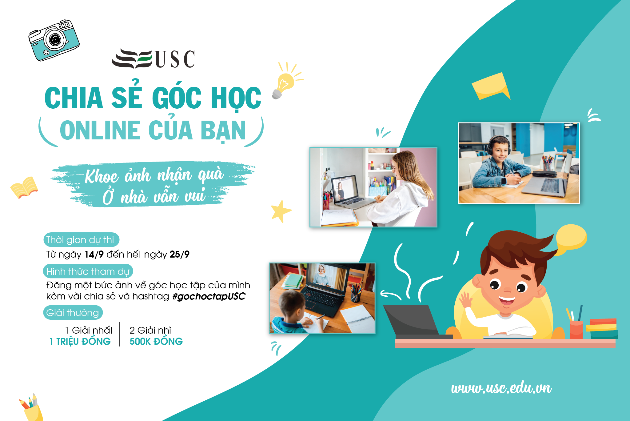 CUỘC THI ẢNH: CHIA SẺ GÓC HỌC ONLINE CỦA BẠN CÙNG USC