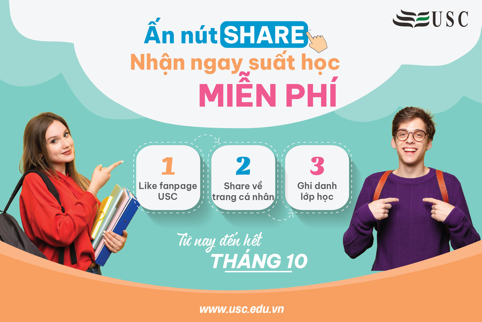 Ấn nút Share - Nhận Ngay 10 Suất Học MIỄN PHÍ tại USC