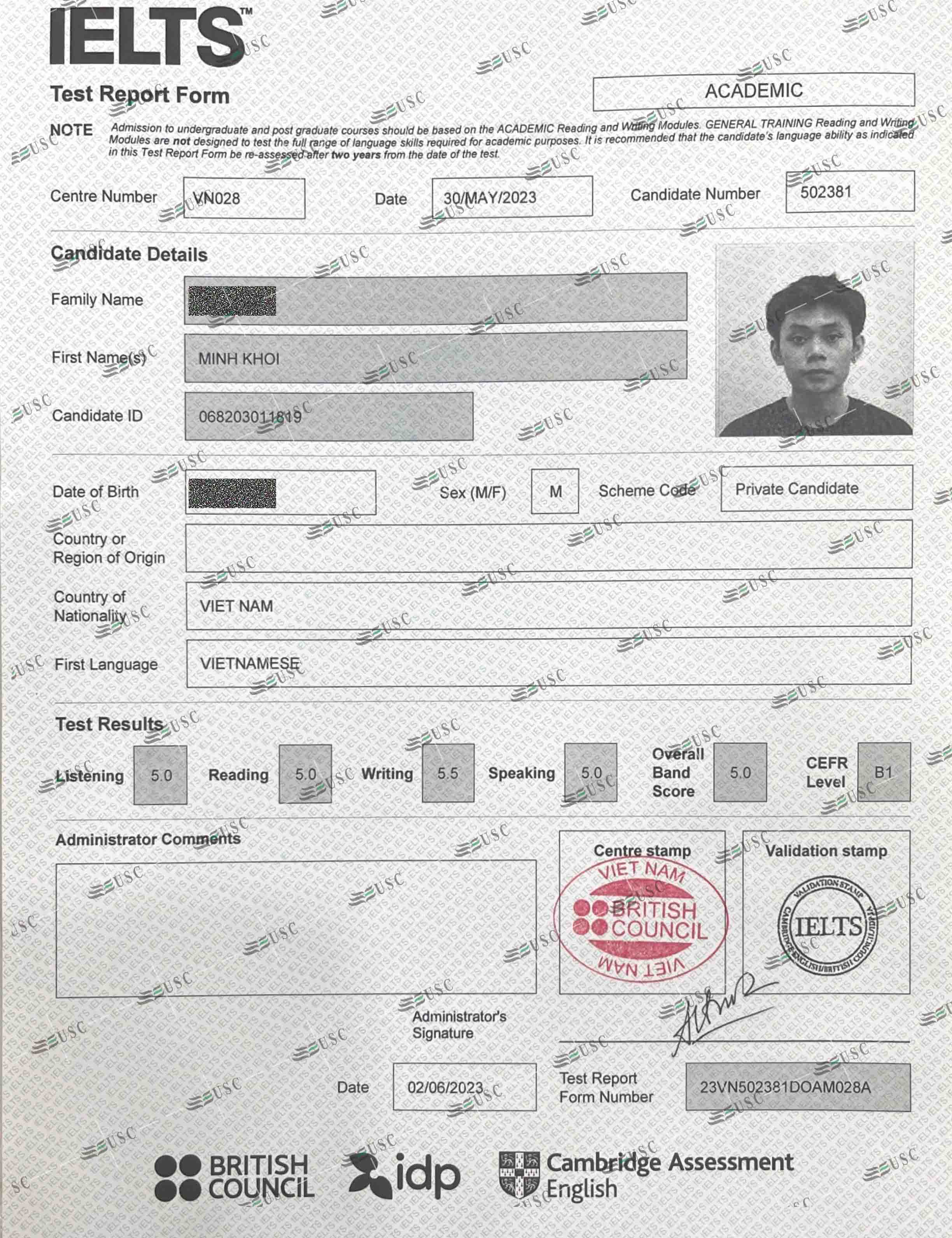 CHÚC MỪNG HỌC VIÊN ĐOÀN MINH KHÔI ĐẠT 5.0 IELTS  VÀ NHẬN VISA DU HỌC ÚC