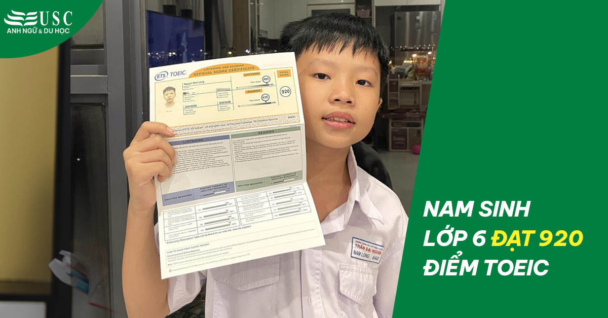 Nam sinh lớp 6 đạt 920 điểm TOEIC