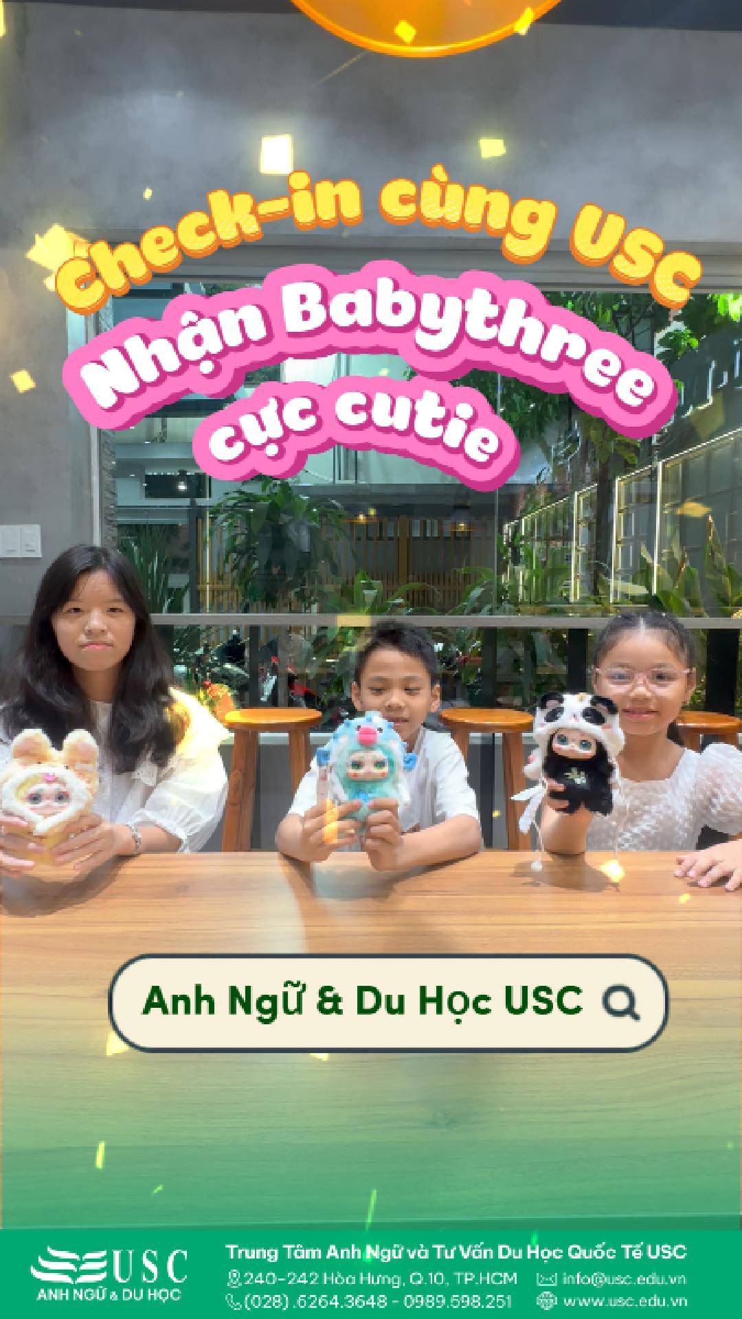 Cùng xem khoảnh khắc siêu đáng yêu khi 3 bạn nhỏ xé túi mù Babythree trong sự kiện "Check in cùng USC" nhé! Theo dõi fanpage ngay để không bỏ lỡ những sự kiện hấp dẫn tiếp theo!