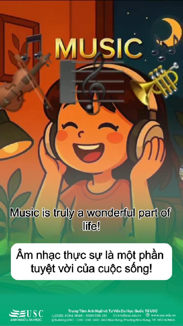 🎶 Cùng USC luyện nghe tiếng Anh qua chủ đề âm nhạc, nâng cao vốn từ vựng mỗi ngày! 🎧