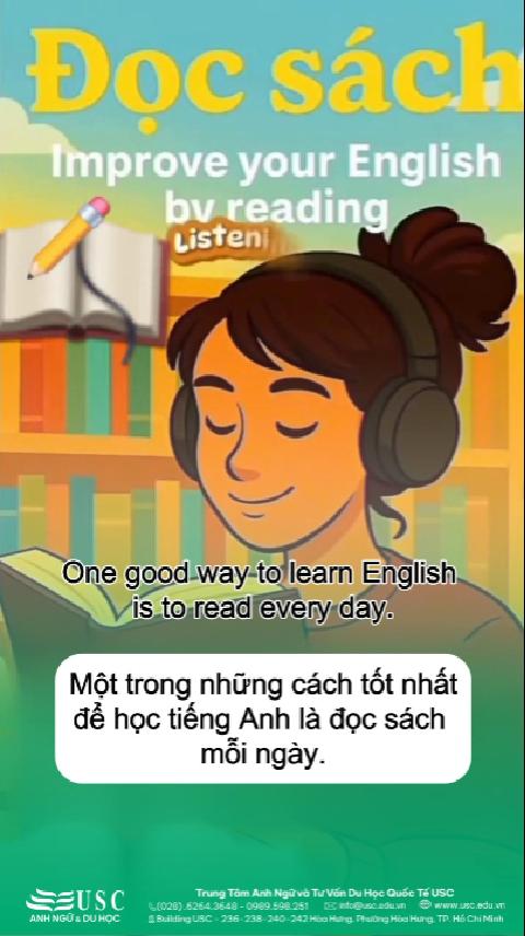 📚 Một trong những cách tốt nhất để học tiếng Anh là đọc sách mỗi ngày. Xem video cùng USC để luyện nghe tiếng Anh và cải thiện từ vựng ngay hôm nay! 🎧