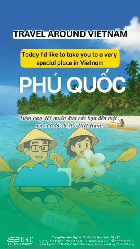 🏝️ Từ bãi biển hoàng hôn rực rỡ đến chợ đêm sôi động. Hãy cùng USC luyện nghe tiếng Anh và tìm hiểu về Đảo Ngọc nổi tiếng của Việt Nam. 🎧
