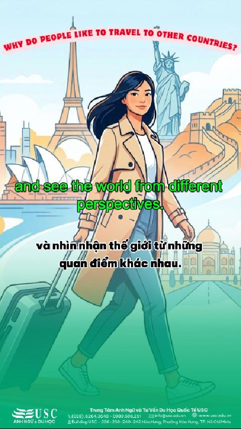 🕶🎒 “Why do people like to travel to other countries?” – câu hỏi dễ dính bẫy trả lời lan man trong IELTS speaking! 👉 Cùng USC luyện câu trả lời chủ đề “Travelling” để tăng khả năng triển khai ý trong IELTS Speaking Part 3 nhé.