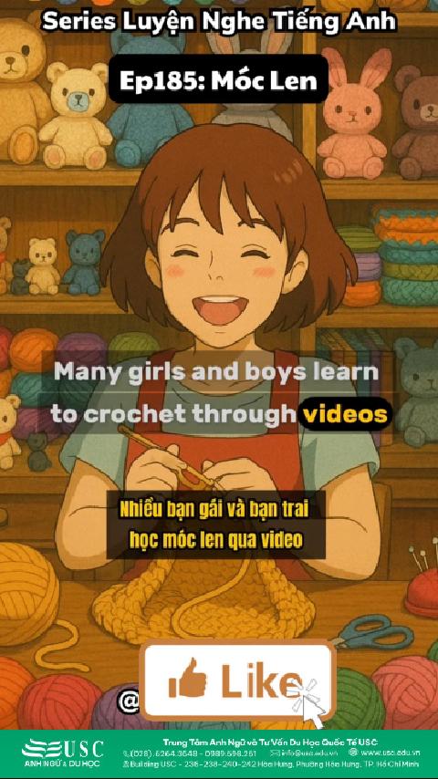 Có thể móc chưa đều, nhìn chưa hoàn hảo. Nhưng tặng đồ len vào Giáng Sinh là cách nói thẳng: Tôi để tâm tới bạn. 🧶❤️  👉 Hãy cùng USC luyện nghe tiếng Anh để bắt trọn cảm xúc phía sau những món quà handmade.