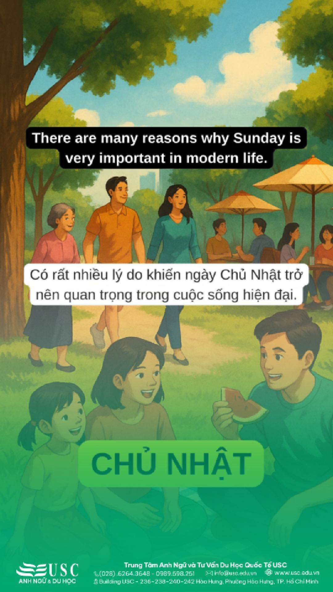 🧘☀ Chủ Nhật là thời điểm lý tưởng để sống chậm lại, cân bằng giữa công việc, gia đình và bản thân. 🎧 Hãy cùng USC luyện nghe tiếng Anh, tập trung nâng cấp và khiến cuộc sống ý nghĩa hơn!