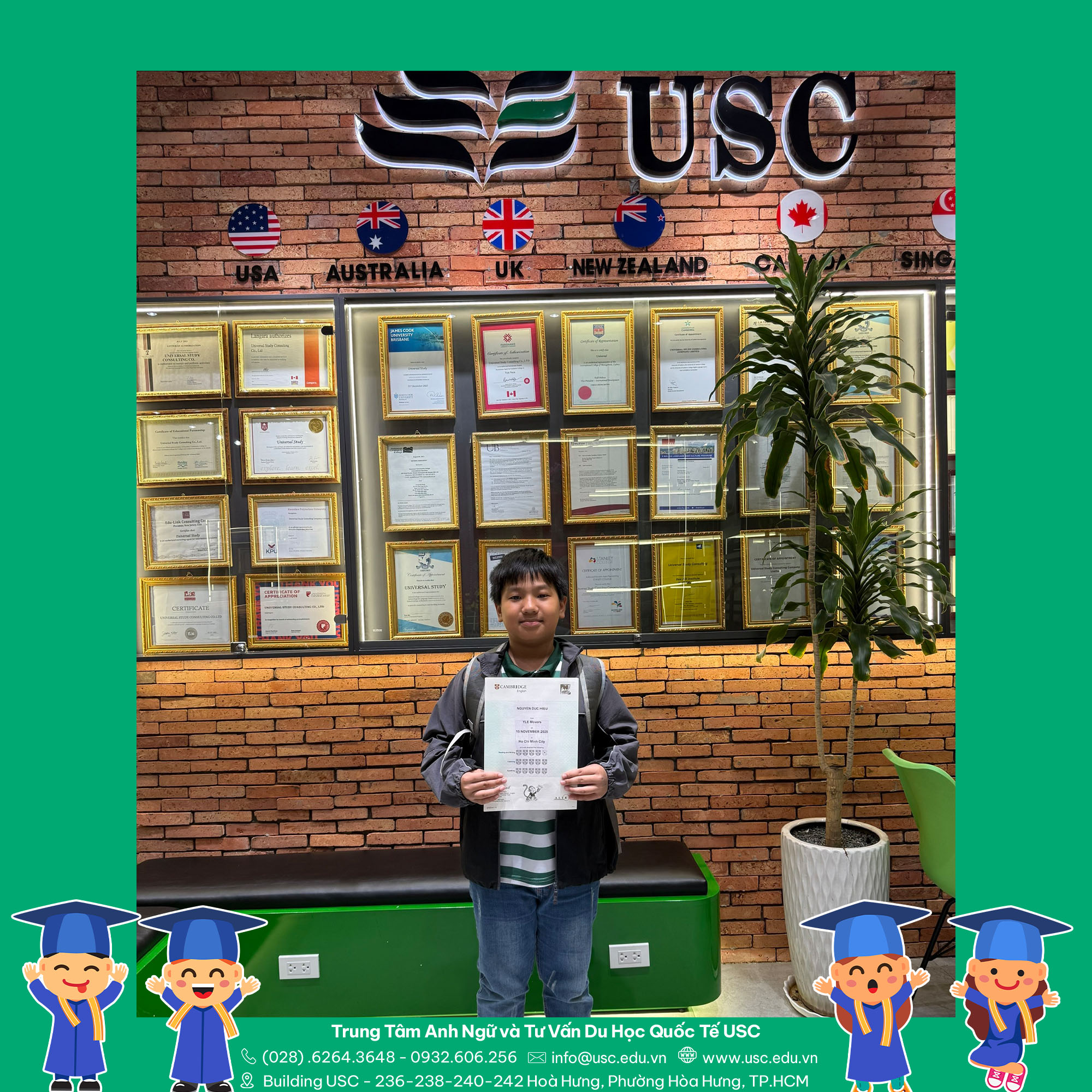 CHÚC MỪNG EM NGUYỄN ĐỨC HIẾU ĐÃ ĐẠT 14 KHIÊN TRONG KỲ THI MOVERS