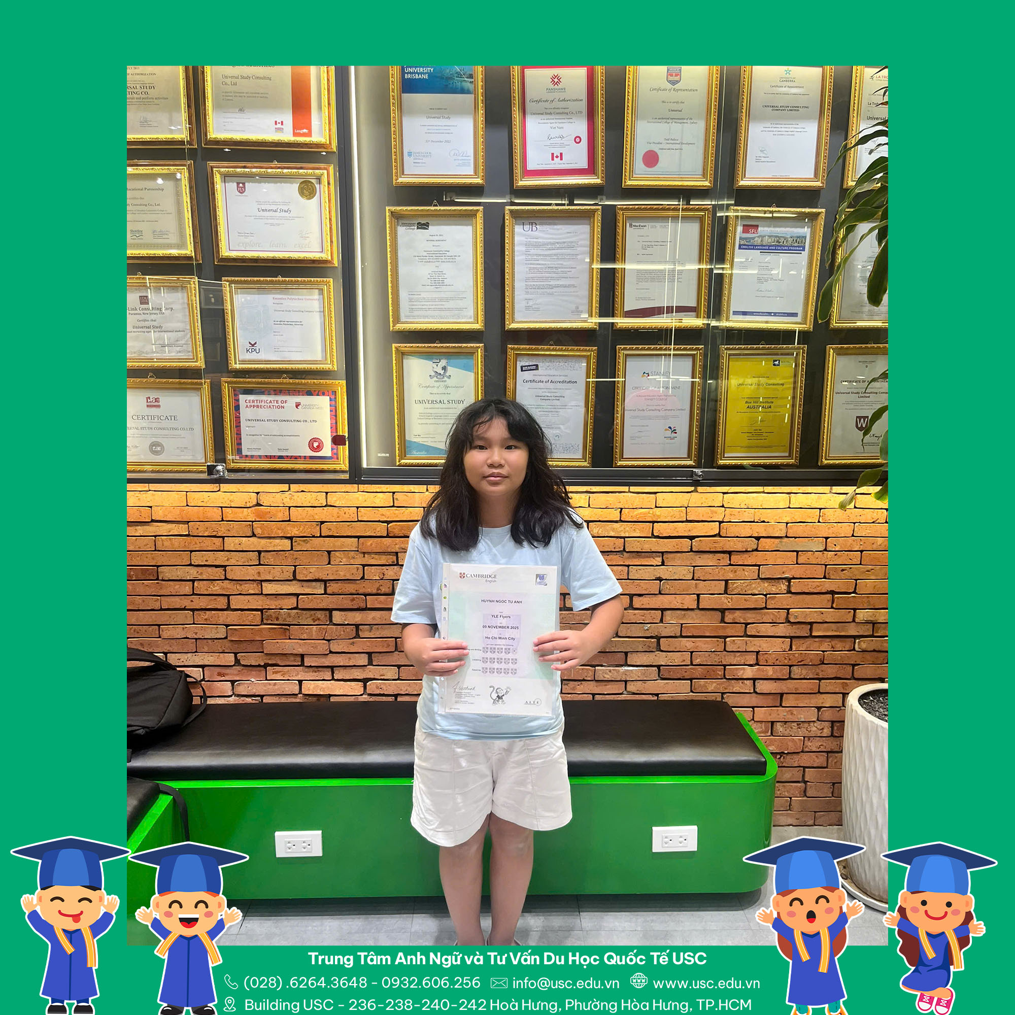 CHÚC MỪNG EM HUỲNH NGỌC TÚ ANH ĐÃ ĐẠT 14 KHIÊN TRONG KỲ THI FLYERS