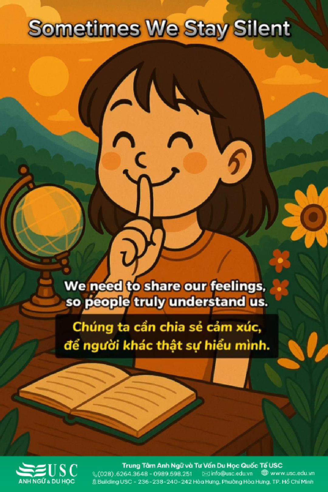 💔 Tôi im lặng để bảo vệ người khác, nhưng cuối cùng người kiệt sức lại là bản thân mình. Lưu video này lại để vừa suy ngẫm vừa luyện nghe tiếng Anh cùng USC nhé!