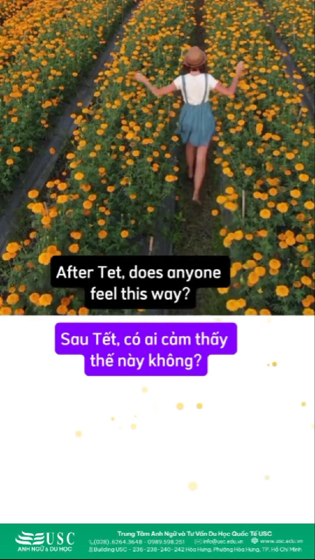 🏙️ Thành phố vẫn đông đúc như cũ, chỉ có tâm trạng là chưa kịp quay lại. Nếu bạn cũng đang thấy hụt hẫng sau Tết, hãy cho mình chút thời gian thích nghi. 🎧 Lưu video để luyện nghe tiếng Anh cùng USC nhé!