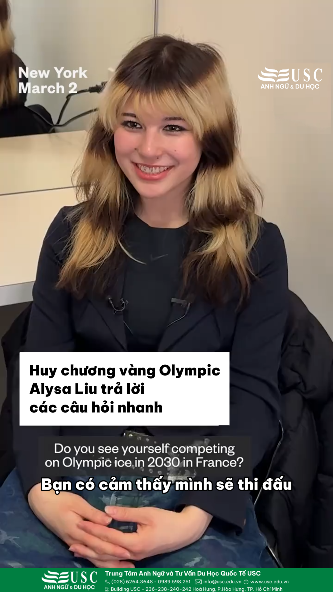 🎧 Thử thách nghe tiếng Anh cùng chủ nhân "Cú đúp HCV" Alysa Liu ⛸️  Q&A nhanh: Mục tiêu Olympic 2030 & Playlist yêu thích của nhà vô địch