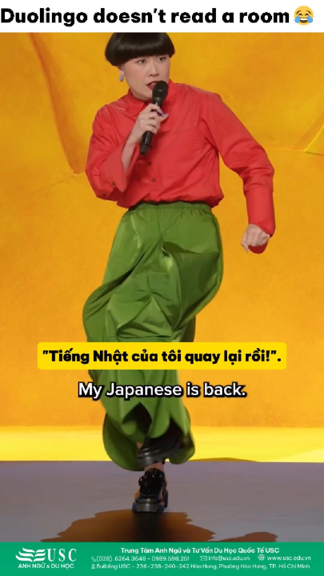 🗣 Duolingo dạy tôi nói chuyện với cú, với mèo, với bánh mì. Ra đời, tôi nói 1 câu… người ta mang luôn chai 300 đô ra..😥 👉 Inbox USC để học những thứ Duolingo không bao giờ nói với bạn!