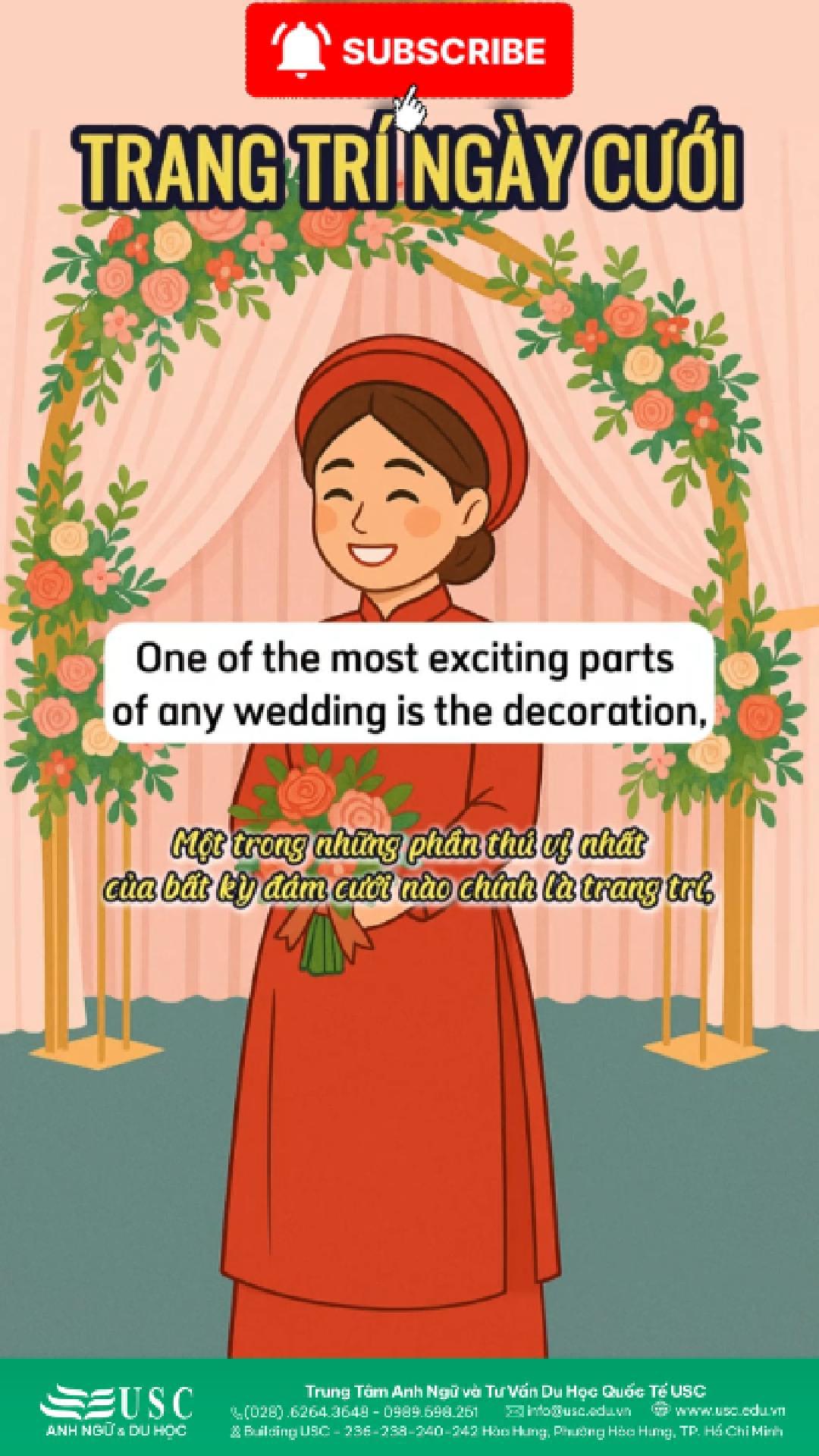 💐 Luyện nghe tiếng Anh qua chủ đề "Trang trí đám cưới Việt Nam" – yếu tố tạo ấn tượng đầu tiên cho khách mời 🎧💍