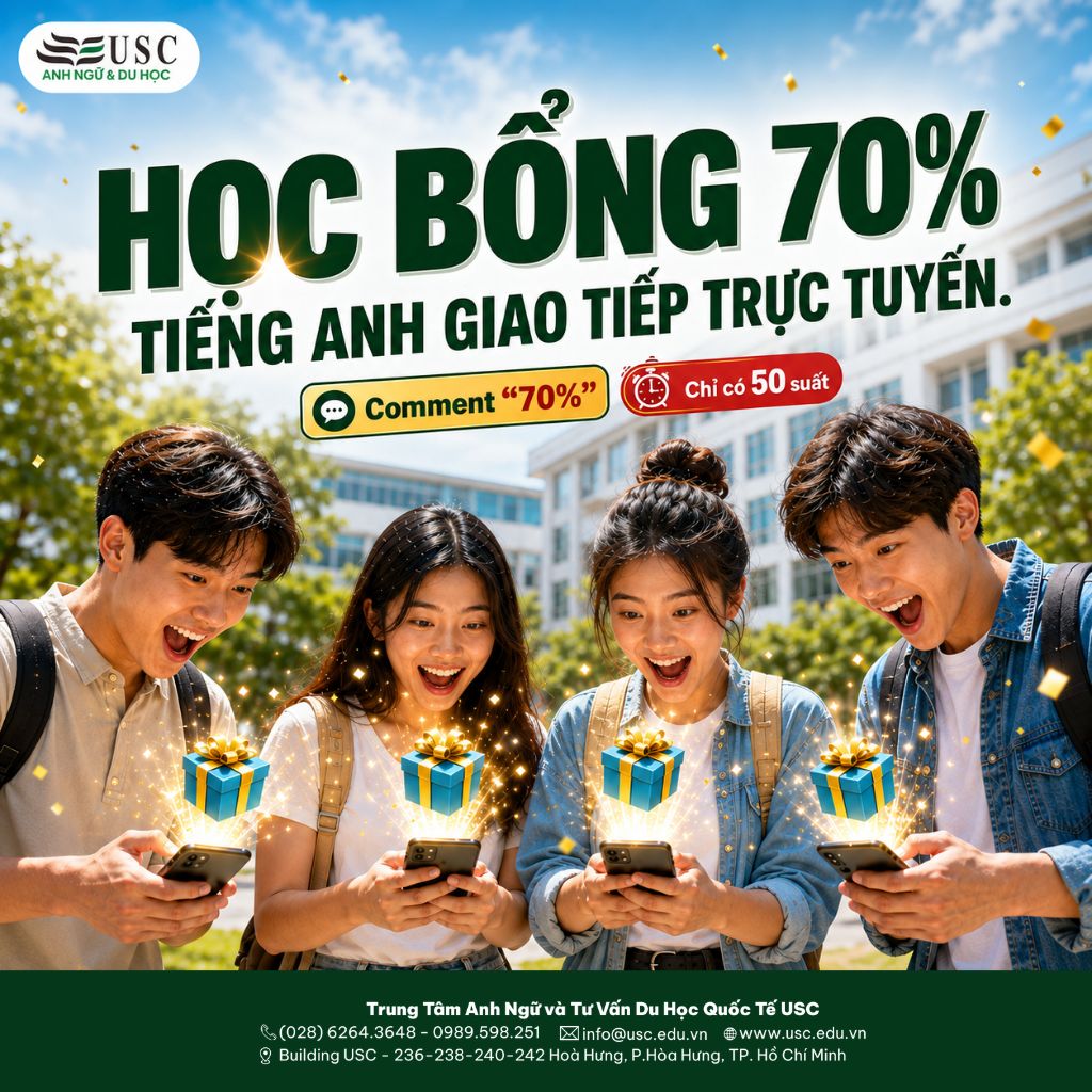 TIẾNG ANH CÓ THỂ THEO BẠN NHIỀU NĂM. HỌC BỔNG 70% THÌ KHÔNG
