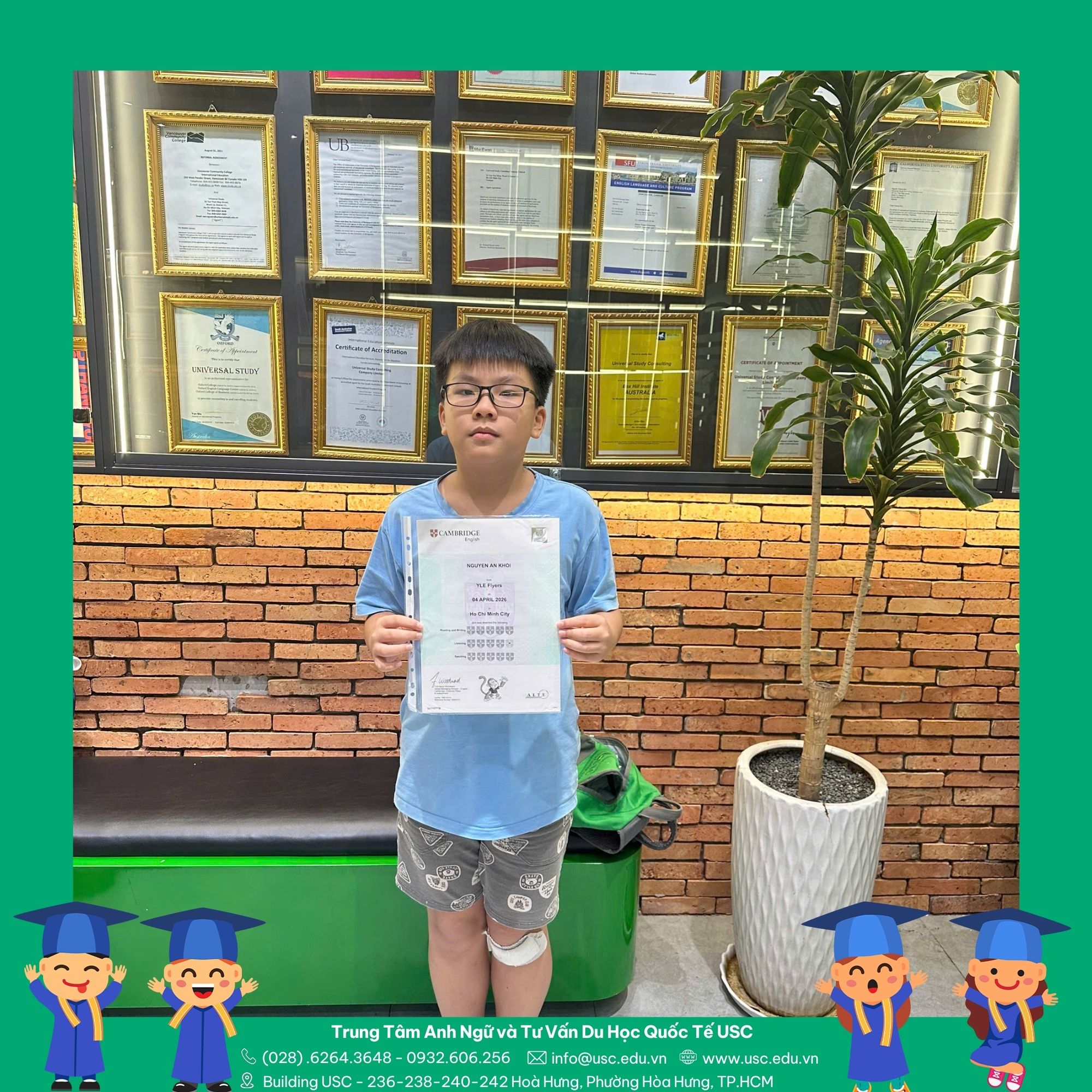 CHÚC MỪNG NGUYỄN AN KHÔI ĐẠT 14 KHIÊN TRONG KỲ THI FLYERS