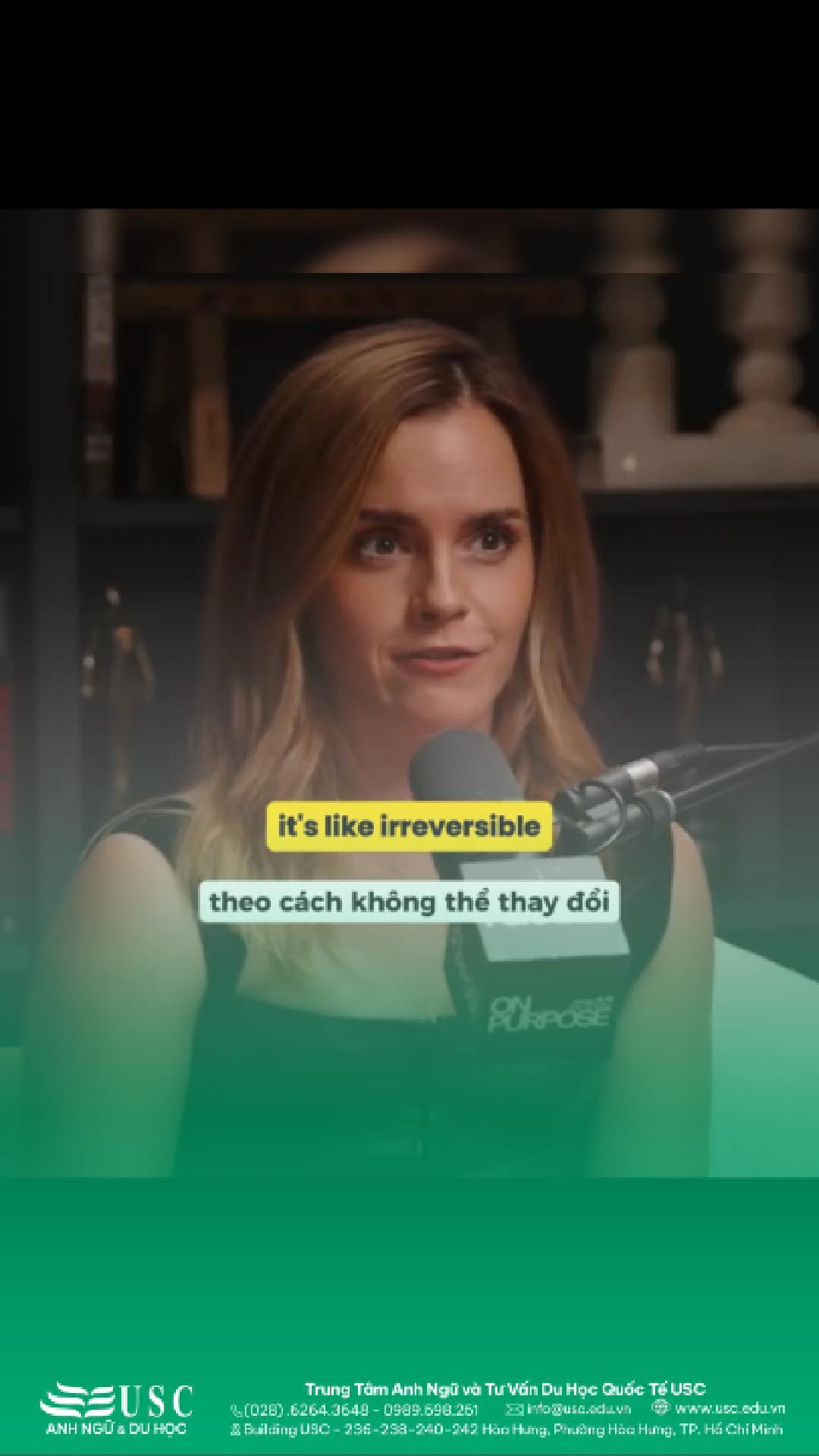 "Không phải cứ bước vào tình yêu là không thể quay đầu lại ❤️ Emma Watson nói thẳng sự thật phũ phàng về tình yêu - không màu hồng như phim Disney chúng ta từng tin.  ✨ Lưu ngay để vừa suy ngẫm, vừa luyện nghe tiếng Anh cùng USC!