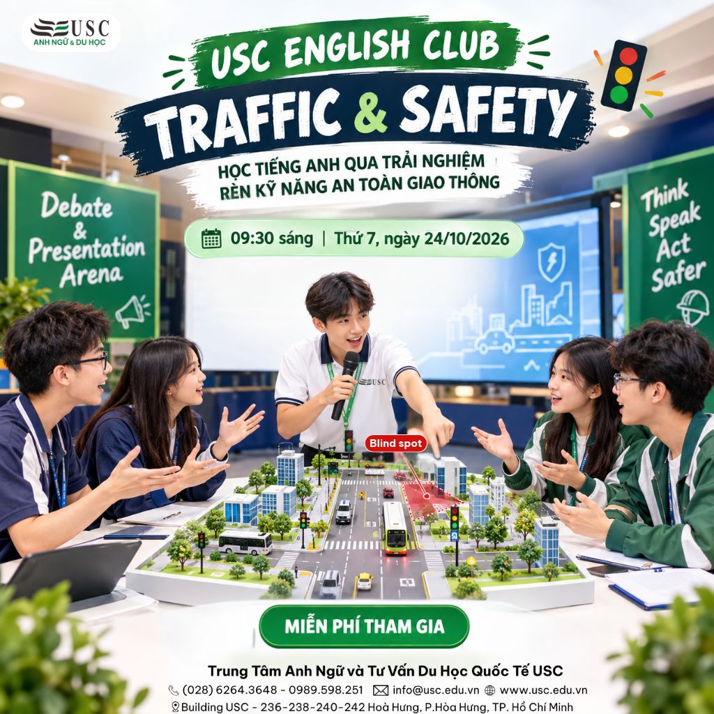 USC ENGLISH CLUB: HỌC TIẾNG ANH QUA TRẢI NGHIỆM – RÈN KỸ NĂNG AN TOÀN GIAO THÔNG
